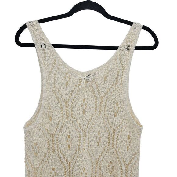 Gap Open Knit Tunic Tank Coverup Top XL Vanilla See Through Non Itch Beach Boho - Picture 9 of 13
